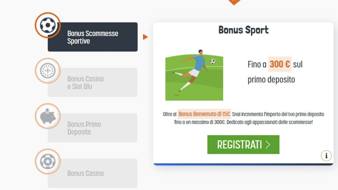 Bonus Gold Snai, 5€ senza deposito + bonus fino a 300€ come ottenerlo